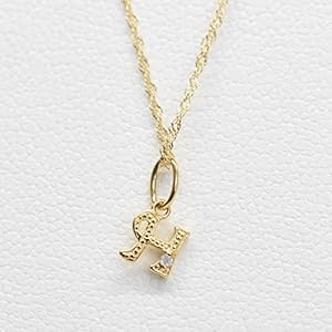 Amazon | K18 18金 ダイヤ付きイニシャルペンダントヘッド
